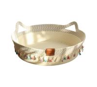 Aymzbd Cama para Gatos Cueva Tejida Canasta para Dormir Nido para Mascotas Hecha a Mano con Borlas para Un Toque Elegante Adecuado para Todas Las Estaciones, M