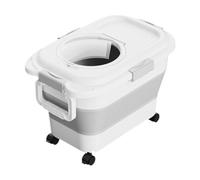Aymzbd Contenedor de Almacenamiento de Alimentos para Mascotas Recipiente de Almacenaje Plegable Cubeta Hermética con Ruedas Y Tapa Material Resistente, Blanco