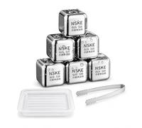 Aymzbd Cubitos Hielo Acero Inoxidable, Reutilizables para Whisky, Piedras Whisky Metal, con Pinzas y Estuche, Style 2