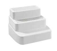 Aymzbd Escalera para Arenero de Gatos con 3 Peldaños Desmontables Rampa de Acceso con Rejilla Filtrante Adecuada para Camas Y Muebles Altos, Blanco