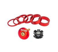 Aymzbd Espaciador de Dirección Bicicleta para Ciclismo Juego de Anillos Y Arandelas de Potencia en Aluminio Adecuado para Repuestos Y Accesorios de, Rojo