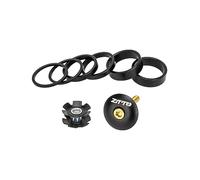 Aymzbd Espaciador de Dirección Bicicleta para Ciclismo Juego de Anillos Y Arandelas de Potencia en Aluminio Adecuado para Repuestos Y Accesorios de, Negro