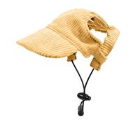 Aymzbd Gorro para Perro con Agujeros para Orejas Headdress Ajustable Sombrero para Mascotas y Visera Solar con Cadena Transpirable y Fácil de Usar, Amarillo, L