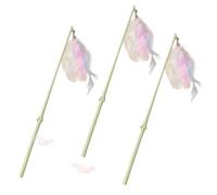 Aymzbd Juguetes con Plumas para Gatos, Varita Cazadora, Teaser para Gatos de 38cm, Varita para Mejorar El Coeficiente de, Palo para Gat, maíz Verde