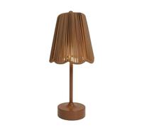 Aymzbd Lámpara de Mesa Decorativa Rattan Diseño Tejido Plegado Luz de Escritorio con Batería 1200 Carga por Puerto Universal Cambio Táctil de 3000K a 6500K, Brown
