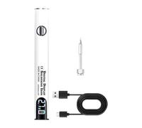 Aymzbd Lápiz Eléctrico para Soldar Portátil Recarga USB con Ajuste de Voltajes Diseño Profesional Pantalla Digital Y Punta Intercambiable Adecuado para Estud, Conjunto Blanco