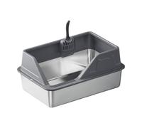 Aymzbd Recipiente para Arena de Acero Inoxidable con Alta protección Lateral, Incluye Pala y es Ideal para Mascotas, Gris Oscuro