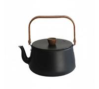 Aymzbd Tetera de Camping Tetera Hervidor Caldera Cafetera Portátil de Aluminio Calienta Agua con Rapidez Mango de Madera Que Diseño Ahorrador de Espacio, Negro, Negro