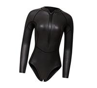 Aymzbd Traje de Baño para Mujer una Pieza con Neopreno 2mm Bikini Shorts Chaqueta para Buceo Camiseta Manga Larga Que de Forma Cómoda, Lacado Negro Ligero -M