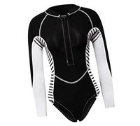 Aymzbd Traje de Baño para Mujer una Pieza con Neopreno 2mm Bikini Shorts Chaqueta para Buceo Camiseta Manga Larga Que de Forma Cómoda, Negro-Blanco-XS
