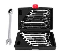 AYNEFY - Llave de trinquete ajustable profesional estándar de 8 a 19 mm cromo vanadio con caja de almacenamiento para bricolaje, bricolaje, garaje, reparación de automóviles