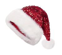 AYNKH 1 gorro de Papá Noel con purpurina, para adultos y Papá Noel, para fiestas de Navidad, fiestas y sesiones de fotos