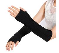 AYNKH 1 Par Manguitos Brazos Mujer, Guantes Sin Dedos, Calientabrazos, Calientamanos Largos Sin Dedos, Calientabrazos de Punto para Otoño e Invierno, Artículos de Moda, Regalos para Mujer