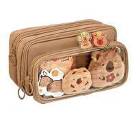 AYNKH 10 Capas Desmontable Pen Box Set, tema Capybara Lindo, Varios Compartimentos, ideal para Estudiantes Organizar Papelería, Función elegante, Portátil y Durable, Multifuncional, marrón, Adaptador