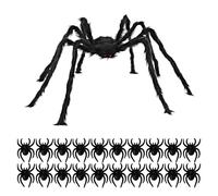 AYNKH 125 cm araña gigante espeluznante decoración de Halloween con 20 pequeñas arañas, accesorios de terror de Halloween, decoración interior y exterior para fiestas en casa, jardín