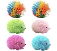 AYNKH 2 bolas pompones, 4 juguetes exprimir erizo,Bolas coloridas multilínea,Fidget Toys,Fufu Squishy Toy,Taba Squishy Toy,Reducir el estrés,Navidad,Niños,Regalos de cumpleaños,Adolescente, Adulto