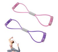 AYNKH 2 Brazo Figura de 8 Bandas de Resistencia, Mango Bandas de Resistencia, Extensor de Pecho, Yoga Gimnasio Tirador de Cuerda para Estiramiento de Brazo y Hombro Entrenamiento de Fuerza, Rosa y Mor