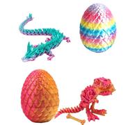 AYNKH 2 huevos de dragón impresos en 3D, huevos de dinosaurio impresos en 3D, juguetes de dragón misteriosos para niños y adultos. Decoraciones de oficina para Pascua, Navidad (Colores arco ice)