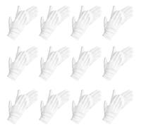 AYNKH 24 guantes de algodón blanco para manos secas, guantes cosidos suaves de gran tamaño para hidratar cosméticos, spa, monedas, joyas, trabajos de inspección de plata