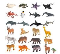 AYNKH - 24 juguetes de plástico para animales polares, 2-7 cm, juguetes de animales, animales, bosques, osos polares, renos de América del Norte, ballenas, morsas, tigres, jirafas, juguete para niños