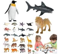 AYNKH - 24 juguetes de plástico para animales polares, 2-7 cm, juguetes de animales, animales, bosques, osos polares, renos de América del Norte, ballenas, morsas, tigres, jirafas, juguete para niños