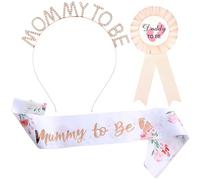 AYNKH 3 bandas para mamá para ser, accesorios Deko para fiesta de bebé, incluye banda de momia, tiara de diamantes de imitación, diadema e insignia, suministros de decoración de fiesta, regalos de