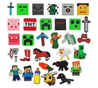 AYNKH 34 dijes para zapatos, decoraciones de zapatos de PVC, hebillas de zapatos de anime, dijes de zuecos de juego de dibujos animados, accesorios de zapatos de minero para niños, adultos, fiestas