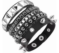 AYNKH 3PCS Punk Rock pulsera,Punk Emo pulsera incrustacione, pulsera puño, hombres mujeres 80's brazalete gótico, brazalete ajustable Wrap muñeca, rienda suelta rebelde Accesorios Alma, Concierto