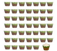 AYNKH 48 envoltorios para cupcakes de píxeles, moldes para cupcakes con temática de juego, taza para hornear magdalenas de minero, decoración de bordes de pastel para fiesta de cumpleaños, baby shower