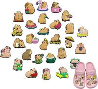 AYNKH - Abalorios para zapatos, lindos en color rosa, decorativos de capibara, para vacaciones de verano para adultos, niños, mujeres y hombres, recuerdo de fiesta, one size, Plástico, Ágata