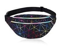 AYNKH Bolsa de cintura bolsa holográfica bolsa de pecho a prueba de agua de rayos geométricos bolsa de cinturón de color brillante para el partido de viaje deporte Para uso diario