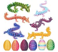 AYNKH Juego de 6 huevos de dragón, impresión 3D con pequeños dragones, huevos sorpresa multicolor, misteriosa cesta de Pascua y decoración para el hogar u oficina