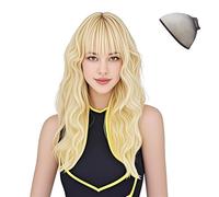 AYNKH Peluca Rubia Larga Mujer, Peluca Rizada de 27 Pulgadas de Largo,Peluca de Pelo Sintético,Pelo Completo,Flequillo,Fiesta para Cosplay,Uso Diario, Peluca Rubia Clara, Peluca de Moda (Rubia Clara)