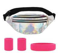 AYNKH Shiny Bolsa de Cintura con Vintage Rosa Rojo Accesorios Cinturón Cinturón de Cabeza Streetwear Elegante para Hombres y Mujeres Fiesta Fiesta Vestido de Carnaval, plata