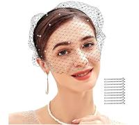 AYNKH Velo de malla negra con 10 pinzas para el pelo, tocado de los años 20 para mujer, tocados de novia, tocado para boda, fiesta de té, iglesia, carreras de derby, Negro, talla única