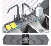 Aynuma Protector contra salpicaduras para grifo de cocina, 24 x 5.6 pulgadas, tapete de silicona para recoger agua, almohadilla de drenaje para fregadero detrás del grifo, tapete de secado de goma