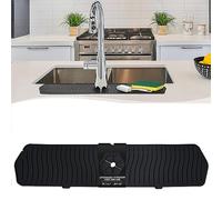 Aynuma Protector contra salpicaduras para grifo de cocina, 24 x 5.6 pulgadas, tapete de silicona mejorado para grifo de agua, almohadilla de drenaje para fregadero detrás del grifo, tapete de secado