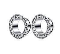 Ayoiow 2 calibradores de túnel para orejas de acero quirúrgico, medidores de oreja dorados, varios tamaños, 8-18 mm, patrón de piel de serpiente vintage, Acero inoxidable, Sin circonita