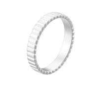 Ayoiow Alianza de boda para mujer, anillos geométricos sin piedras preciosas para siempre, oro blanco de 14 quilates | Talla T 1/2