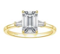 Ayoiow Alianzas de boda para mujer, plata de ley, tres piedras, anillo de promesa para mi novia para ella con circonita cúbica, M 1/2, Plata de ley, Circonita cúbica