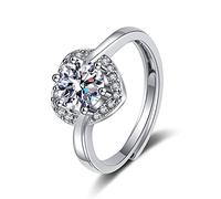 Ayoiow Anillo de aniversario de boda para esposa, oro blanco de 14 quilates con moissanita para mujer, anillos de amistad con corazón para mejores amigas para ella, talla 4-11, Q 1/2, Oro blanco