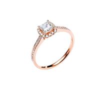 Ayoiow Anillo de aniversario de oro rosa con diamante de 9/14/18 quilates, anillo de boda sólido de 18 quilates para mujer, U 1/2, Diamante