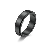 Ayoiow Anillo de boda de acero inoxidable para hombre, anillo de plata con bordes de paso de Ansiedad de bandas pulidas de alto anillo, Acero aleado