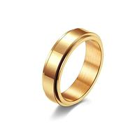Ayoiow Anillo de boda de acero inoxidable para hombre, anillo de plata con bordes de paso de Ansiedad de bandas pulidas de alto anillo, Acero aleado