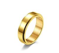 Ayoiow Anillo de boda de acero inoxidable para hombre, anillo de plata con bordes de paso de Ansiedad de bandas pulidas de alto anillo, Acero aleado