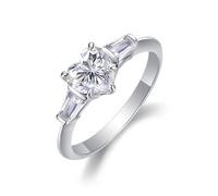 Ayoiow Anillo de boda de platino con 3 piedras en forma de corazón para mujer con moissanita de 1 ct, anillo de compromiso para mujer, oro blanco de 9 K, 14 quilates, 18 quilates, PT950, talla H 1/2-V