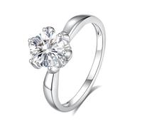 Ayoiow Anillo de boda de platino solitario para pareja con moissanita de 1 ct, anillos para mujer, oro blanco de 9 K, 14 quilates, 18 quilates, Pt950, talla H 1/2-V 1/2, R 1/2, Piedra preciosa