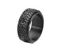 Ayoiow Anillo de boda para hombre, anillo de compromiso para hombre, banda de rodadura en relieve, giratorio, ancho de acero inoxidable, 10 mm, tamaño N 1/2-X 1/2