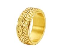 Ayoiow Anillo de boda para hombre, anillo de compromiso para hombre, banda de rodadura en relieve, giratorio, ancho de acero inoxidable, 10 mm, tamaño N 1/2-X 1/2