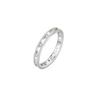 Ayoiow Anillo de compromiso hueco de oro blanco de 18 quilates para mujer con diamante creado, anillos de promesa de 14 quilates para parejas, tamaño H 1/2-V 1/2, P 1/2, Piedra preciosa, Diamante